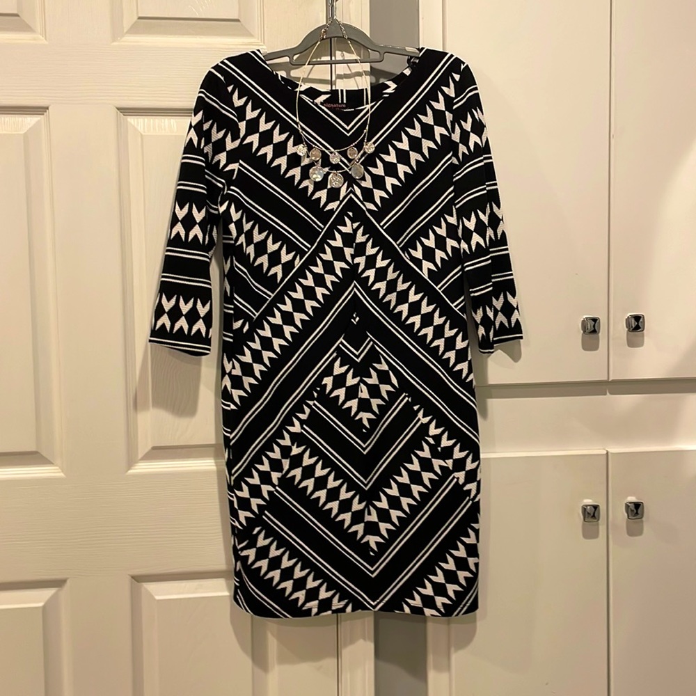 Dress, stretch, black/white, medium